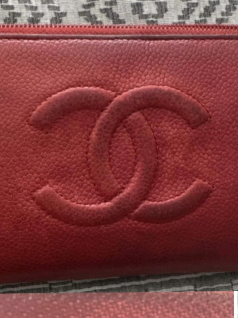 Chanel caviar leather zip around wallet!